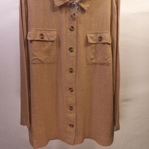 Women's Tan Button Down Shirt